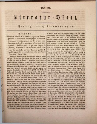 Morgenblatt für gebildete Stände Freitag 29. Dezember 1826