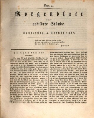 Morgenblatt für gebildete Stände Donnerstag 4. Januar 1827