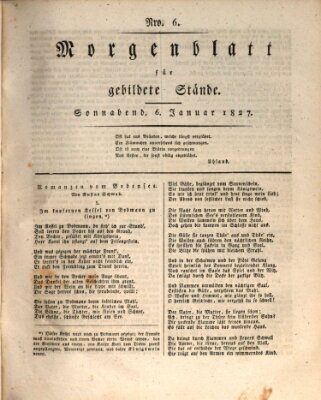 Morgenblatt für gebildete Stände Samstag 6. Januar 1827