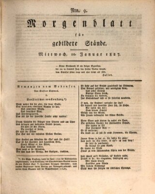 Morgenblatt für gebildete Stände Mittwoch 10. Januar 1827