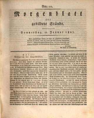 Morgenblatt für gebildete Stände Donnerstag 11. Januar 1827