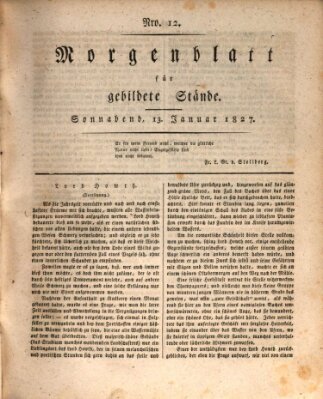 Morgenblatt für gebildete Stände Samstag 13. Januar 1827