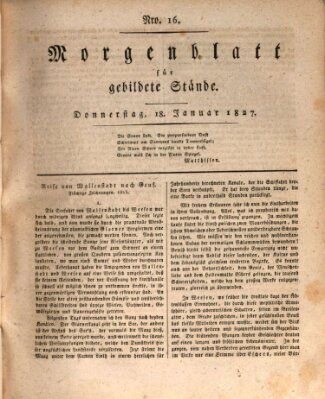 Morgenblatt für gebildete Stände Donnerstag 18. Januar 1827