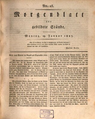 Morgenblatt für gebildete Stände Montag 29. Januar 1827