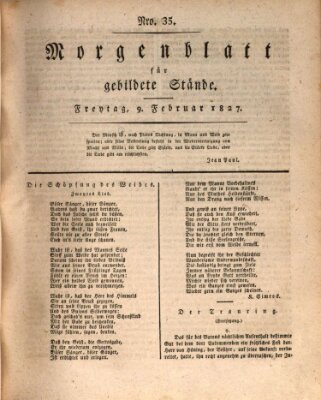 Morgenblatt für gebildete Stände Freitag 9. Februar 1827