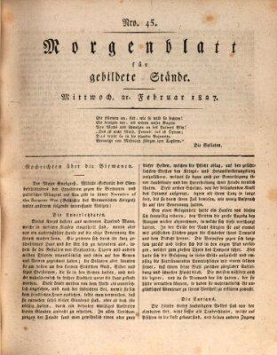 Morgenblatt für gebildete Stände Mittwoch 21. Februar 1827