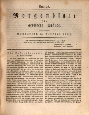 Morgenblatt für gebildete Stände Samstag 24. Februar 1827