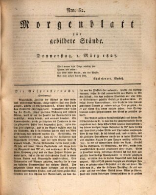 Morgenblatt für gebildete Stände Donnerstag 1. März 1827