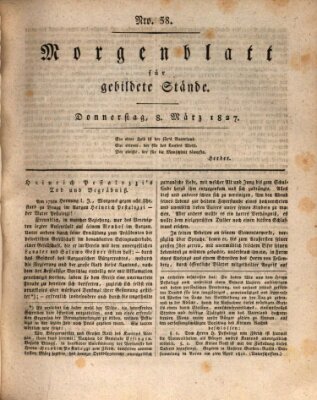 Morgenblatt für gebildete Stände Donnerstag 8. März 1827