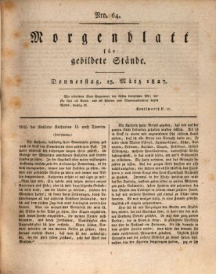 Morgenblatt für gebildete Stände Donnerstag 15. März 1827