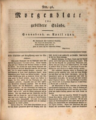 Morgenblatt für gebildete Stände Samstag 21. April 1827