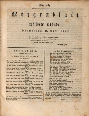 Morgenblatt für gebildete Stände Donnerstag 28. Juni 1827