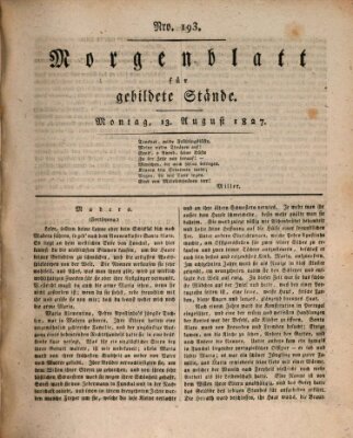 Morgenblatt für gebildete Stände Montag 13. August 1827