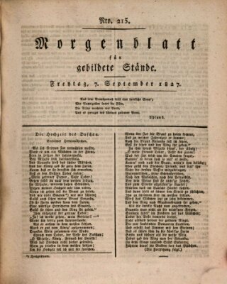 Morgenblatt für gebildete Stände Freitag 7. September 1827