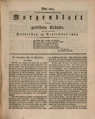 Morgenblatt für gebildete Stände Donnerstag 13. September 1827