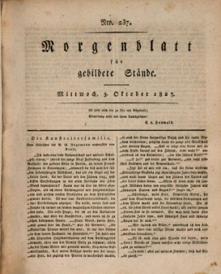 Morgenblatt für gebildete Stände Mittwoch 3. Oktober 1827