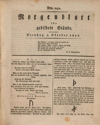 Morgenblatt für gebildete Stände Dienstag 9. Oktober 1827