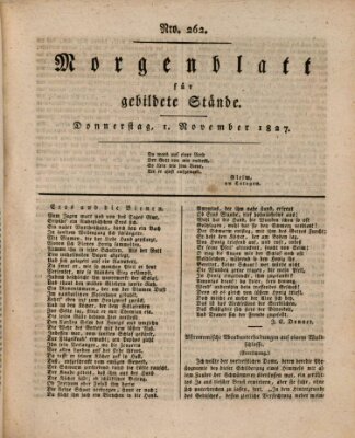 Morgenblatt für gebildete Stände Donnerstag 1. November 1827