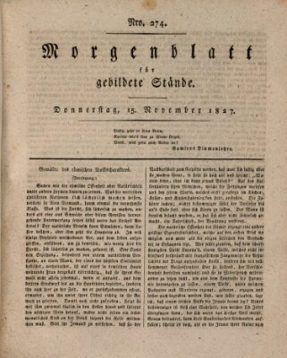 Morgenblatt für gebildete Stände Donnerstag 15. November 1827