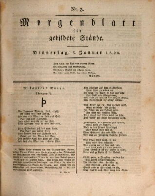 Morgenblatt für gebildete Stände Donnerstag 3. Januar 1828