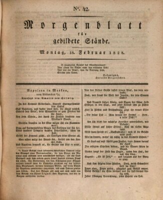 Morgenblatt für gebildete Stände Montag 18. Februar 1828