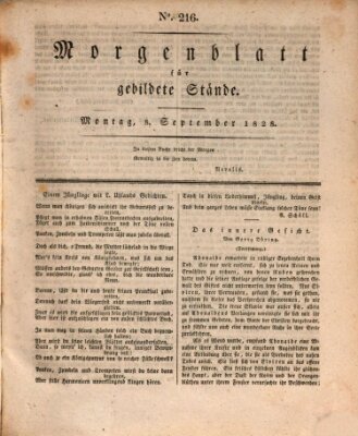 Morgenblatt für gebildete Stände Montag 8. September 1828