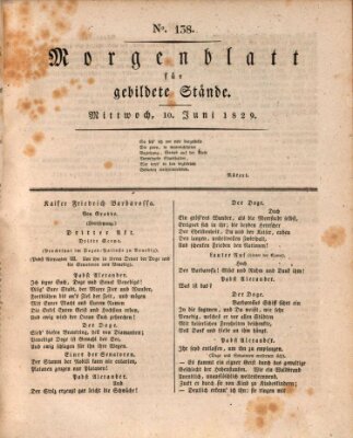 Morgenblatt für gebildete Stände Mittwoch 10. Juni 1829