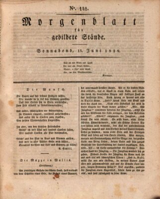 Morgenblatt für gebildete Stände Samstag 13. Juni 1829