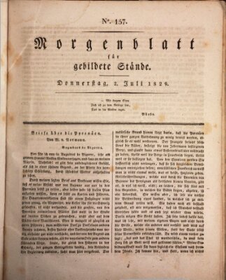 Morgenblatt für gebildete Stände Donnerstag 2. Juli 1829