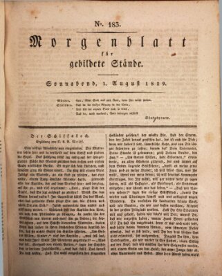Morgenblatt für gebildete Stände Samstag 1. August 1829