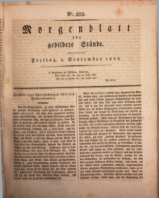 Morgenblatt für gebildete Stände Freitag 4. September 1829