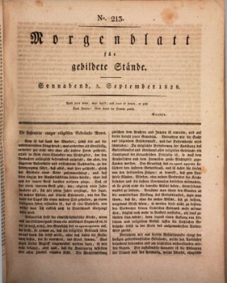 Morgenblatt für gebildete Stände Samstag 5. September 1829