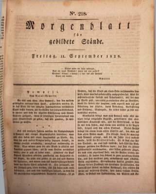 Morgenblatt für gebildete Stände Freitag 11. September 1829