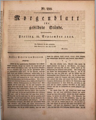 Morgenblatt für gebildete Stände Freitag 25. September 1829