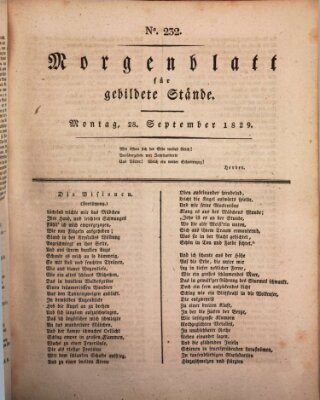 Morgenblatt für gebildete Stände Montag 28. September 1829