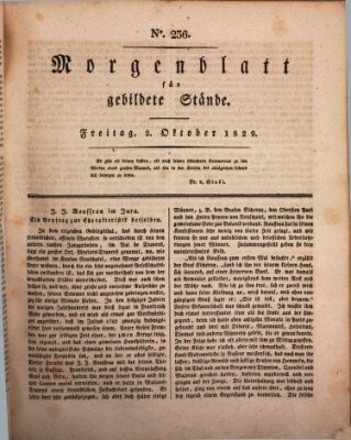 Morgenblatt für gebildete Stände Freitag 2. Oktober 1829