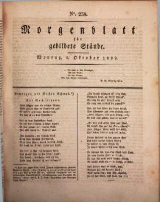 Morgenblatt für gebildete Stände Montag 5. Oktober 1829