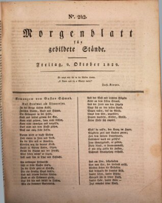 Morgenblatt für gebildete Stände Freitag 9. Oktober 1829