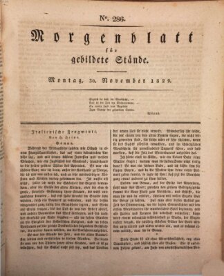 Morgenblatt für gebildete Stände Montag 30. November 1829