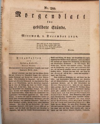 Morgenblatt für gebildete Stände Mittwoch 2. Dezember 1829