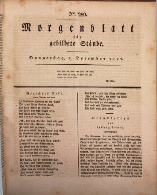 Morgenblatt für gebildete Stände Donnerstag 3. Dezember 1829