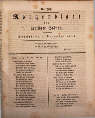 Morgenblatt für gebildete Stände Samstag 5. Dezember 1829