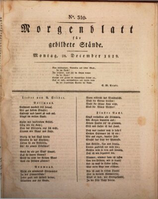 Morgenblatt für gebildete Stände Montag 28. Dezember 1829