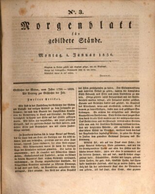 Morgenblatt für gebildete Stände Montag 4. Januar 1830