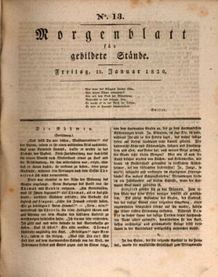 Morgenblatt für gebildete Stände Freitag 15. Januar 1830