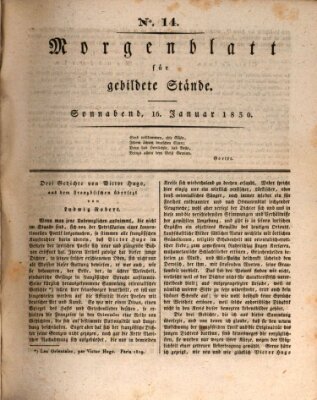 Morgenblatt für gebildete Stände Samstag 16. Januar 1830