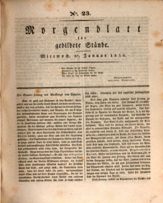 Morgenblatt für gebildete Stände Mittwoch 27. Januar 1830