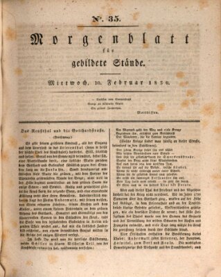 Morgenblatt für gebildete Stände Mittwoch 10. Februar 1830