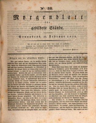 Morgenblatt für gebildete Stände Samstag 13. Februar 1830