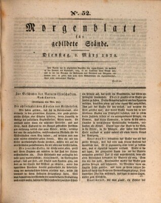 Morgenblatt für gebildete Stände Dienstag 2. März 1830